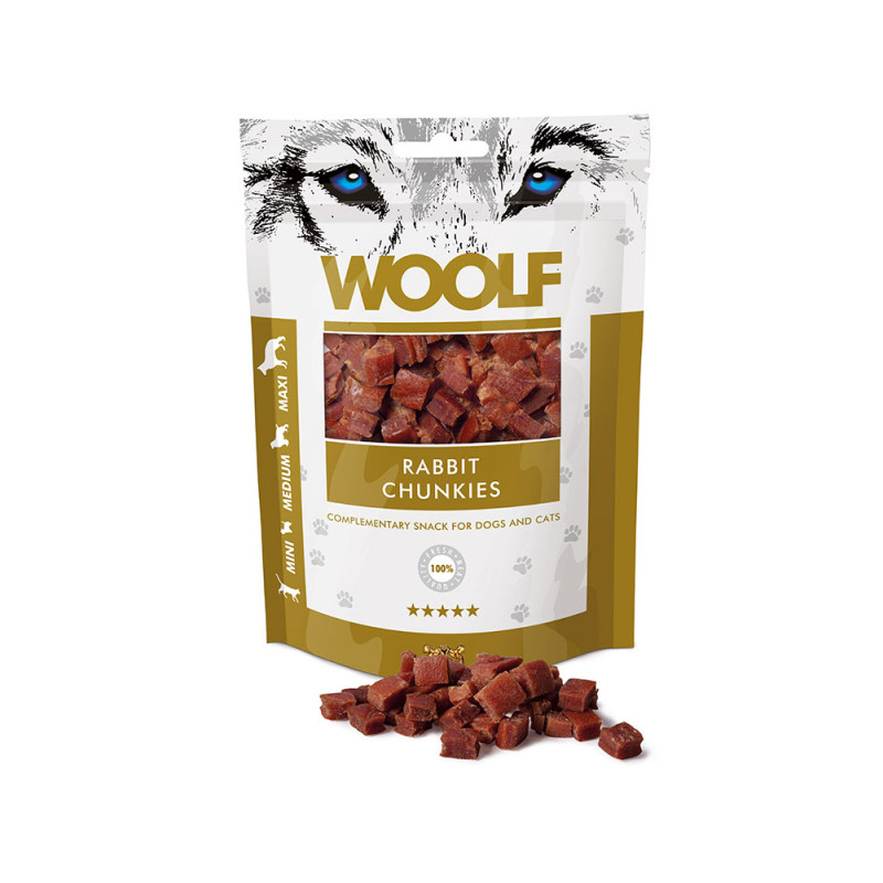 Woolf N Rabbit Chunkies Dog Treats 100 g
