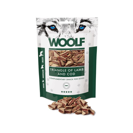 Woolf N Lamb and Cod Triangle Dog Treats 100 g