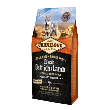 Karma sucha dla psa Carnilove Fresh Struś z jagnięciną dla małych ras 6 kg