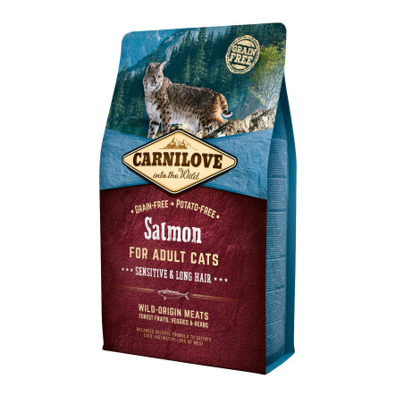 Carnilove Cat Salmon Sensitive  Long Hair Dry Cat Food 2 kg