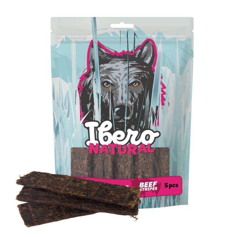 IBERO COLD Beef Meat Strips Dog Treats – 15 pcs