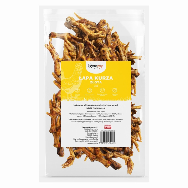 Gaczoo Dried Chicken Feet Dog Treats 1 kg