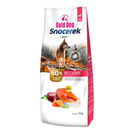 Dry Dog Food Gold Dog Snocerek Adult Beef  Salmon 15kg (Poultry-Free)