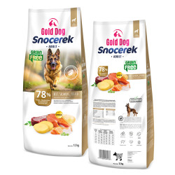 Grain Free Dry Dog Food Gold Dog Snocerek Adult Beef, Salmon  Potato 12kg