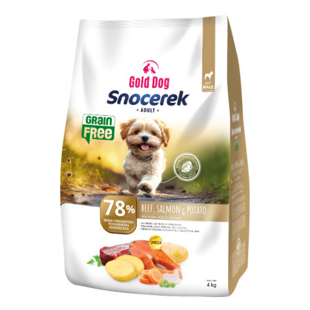 Dry Dog Food Gold Dog Snocerek Grain Free Beef  Salmon, Potato 4kg