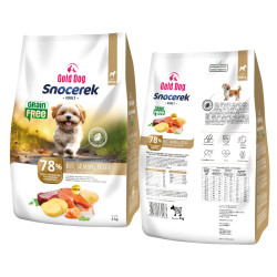 Dry Dog Food Gold Dog Snocerek Grain Free Beef  Salmon, Potato 4kg