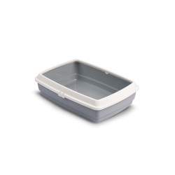Open Cat Litter Tray Barry King HANDY with Rim Grey 42x33x14 cm