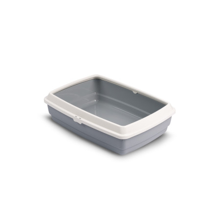 Open Cat Litter Tray Barry King HANDY with Rim Grey 42x33x14 cm