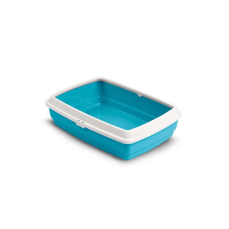 Open Cat Litter Tray Barry King HANDY with Rim Blue 42x33x14 cm