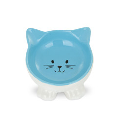 Miska dla kota Barry King niebieska na nóżkach ceramiczna 11,5 cm kształt kot