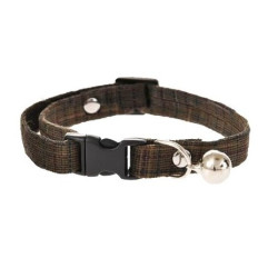 Cat Collar Barry King Brown Checkered with Bell 1x32 cm