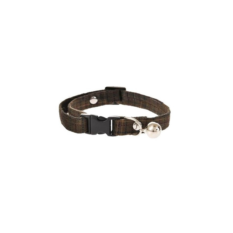 Cat Collar Barry King Brown Checkered with Bell 1x32 cm
