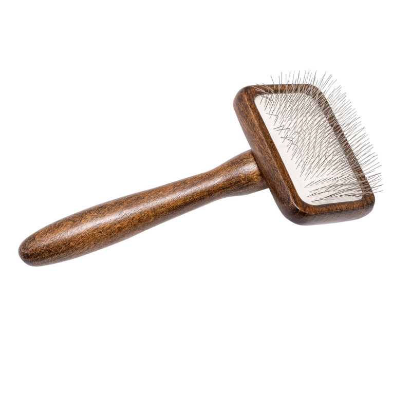 Premium Rectangular Slicker Brush Barry King Beech Wood Steel 6.9 x 15.2 cm