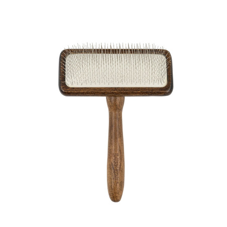 Premium Rectangular Slicker Brush Barry King Beech Wood Steel 11 x 15.1 cm