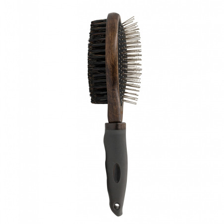 Premium Double-Sided Pet Brush Barry King Metal Pins Bristle Beech Wood 6.8 x 24 cm