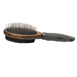 Premium Double-Sided Pet Brush Barry King Metal Pins Bristle Beech Wood 6.8 x 24 cm