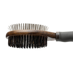Premium Double-Sided Pet Brush Barry King Metal Pins Bristle Beech Wood 6.8 x 24 cm