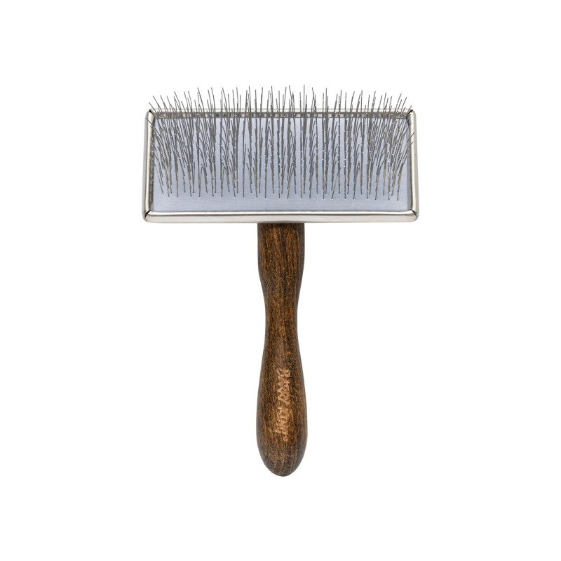 Premium Rectangular Slicker Brush Barry King Beech Wood Steel 11.7 x 15.6 cm