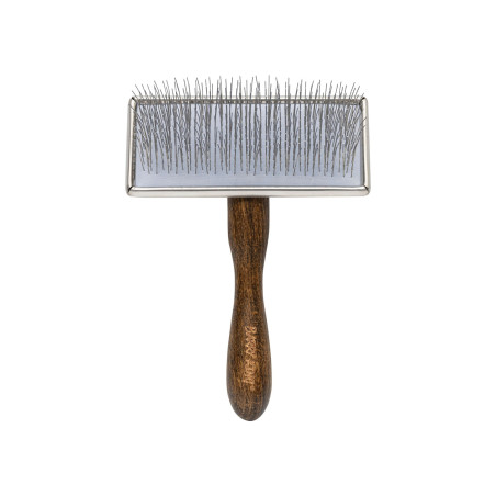Premium Rectangular Slicker Brush Barry King Beech Wood Steel 11.7 x 15.6 cm