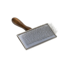 Premium Rectangular Slicker Brush Barry King Beech Wood Steel 11.7 x 15.6 cm