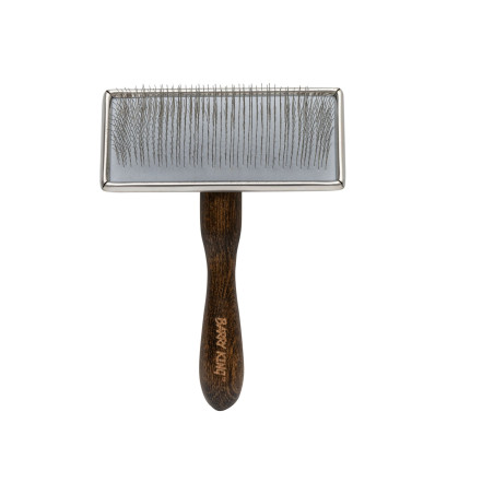 Premium Rectangular Slicker Brush Barry King Beech Wood Steel 11.7 x 15.7 cm