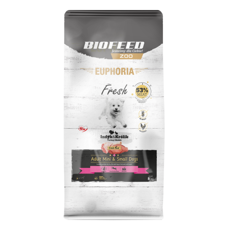 Karma sucha dla psa Biofeed EUPHORIA Fresh Meat Adult Indyk Królik XS/S 8kg