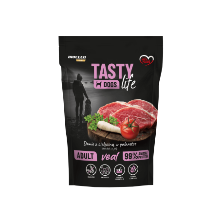 Karma mokra dla psa Biofeed Tasty Dog Life Mini Cielęcina 90% saszetka 150g