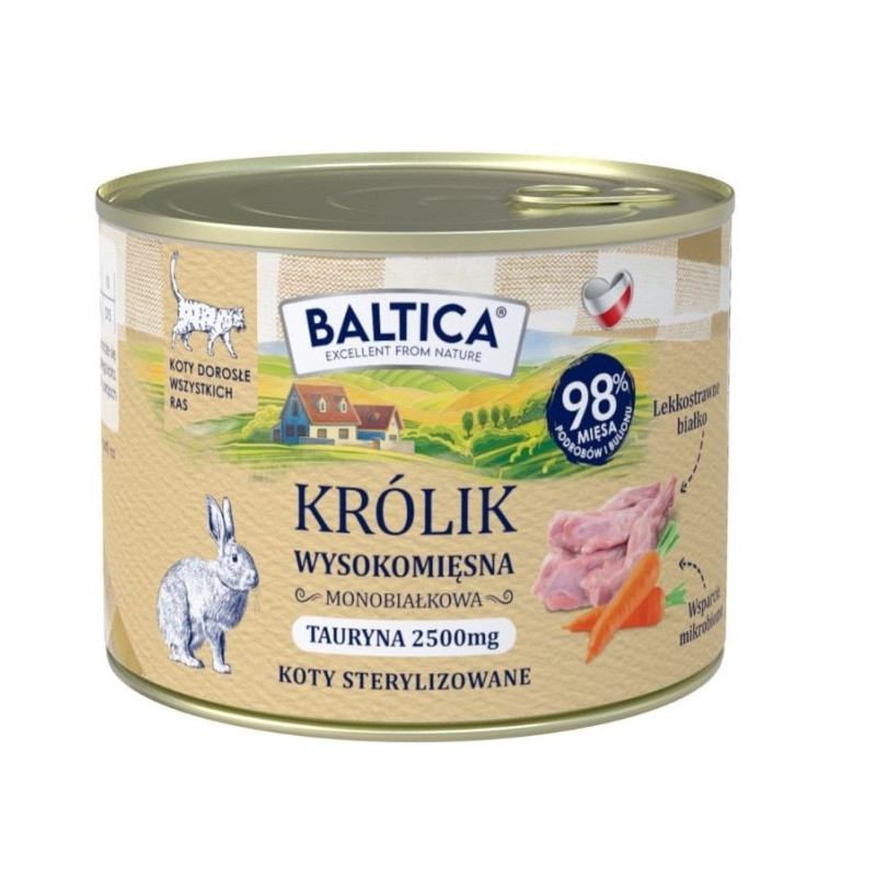 Baltica Smaki Regionów Królik 185 g – naturalna bezzbożowa karma mokra dla dorosłych kotów