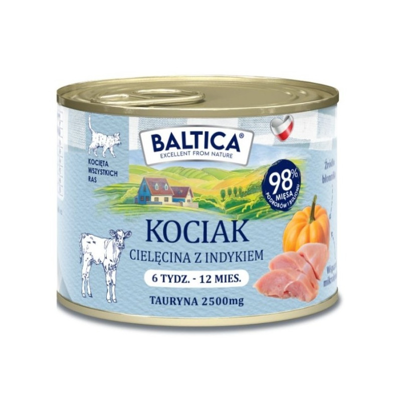 Baltica Regional Flavours Kitten Veal with Turkey 185 g – natural grain-free wet cat food | For kitt