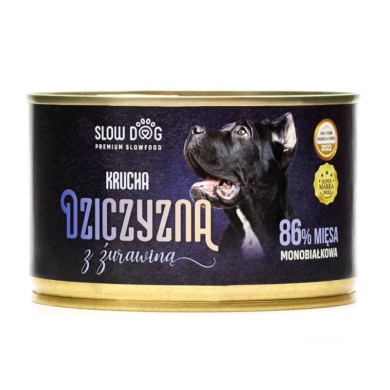 Karma mokra dla psa Slow Dog Krucha dziczyzna z żurawiną 410g