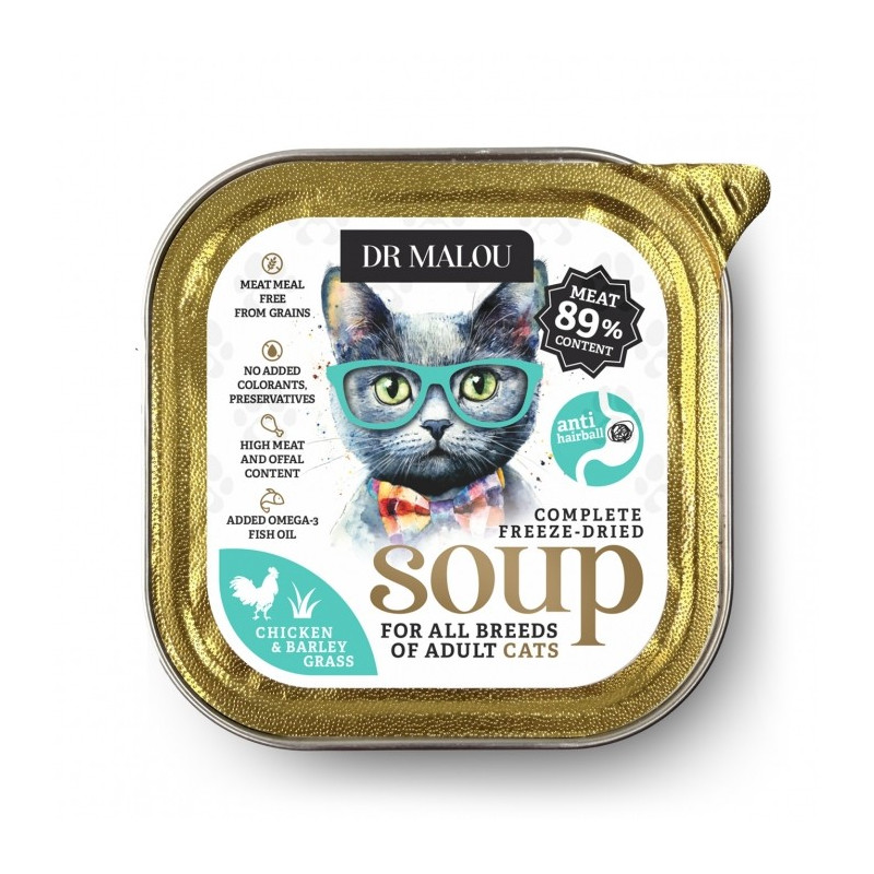 Wet Cat Food Dr. Malou Soup Chicken with Barley Grass 1pc