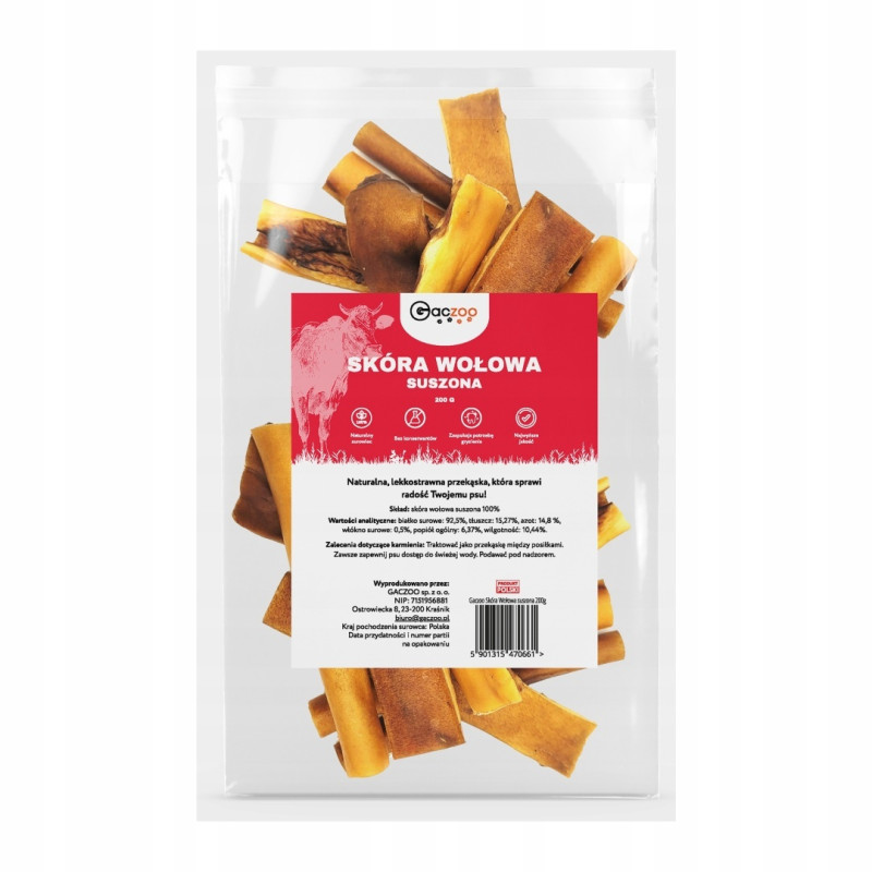Przysmaki dla psa Gaczoo Skóra wołowa 200g