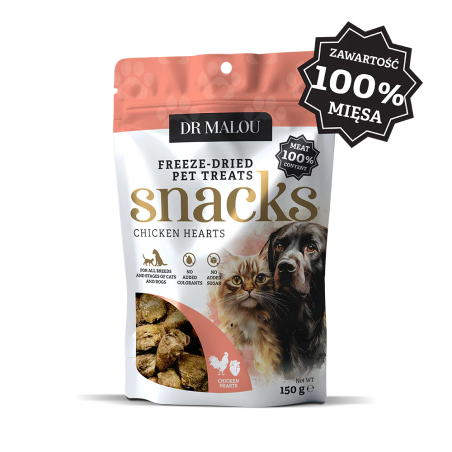 Dr.Malou Freeze-Dried Chicken Hearts Treats for Dogs and Cats 150 g