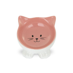 Cat bowl Barry King pink on legs cat shape ceramic 11.5 cm