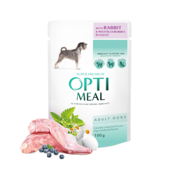 Wet dog food OPTIMEAL PIES pouch 100g Adult Rabbit Berries in gravy