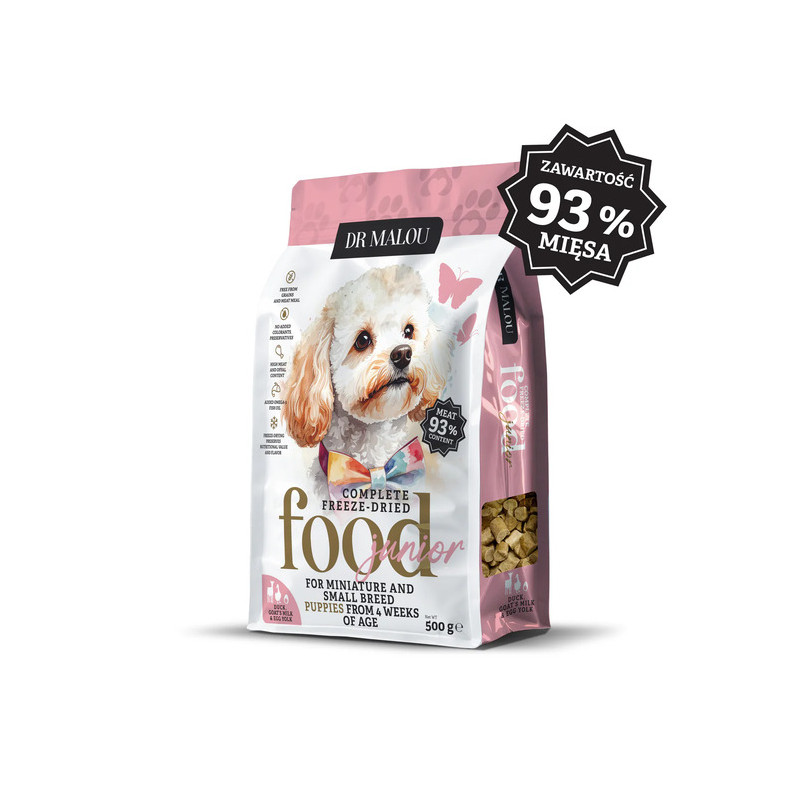 Karma sucha dla psa Dr.Malou Puppies Kaczka z mlekiem kozim i żółtkiem 500 g