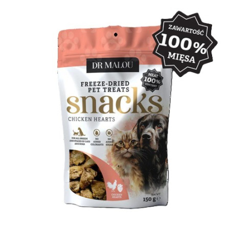 Dr.Malou Freeze-Dried Chicken Hearts Treats for Dogs and Cats 150 g