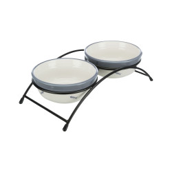 Miski ceramiczne Trixie na stojaku 250 ml śr. 12,5 cm biały/szary/niebieski