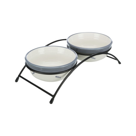 Trixie ceramic bowls on stand 250 ml dia. 12.5 cm white/grey/blue