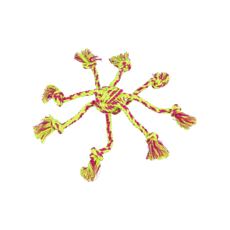 Trixie Rope Ball Dog Toy lime/pink cotton/polyester 7 cm