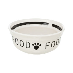 Food ceramic bowl Trixie for dog, white/black, 1.6 l/20 cm
