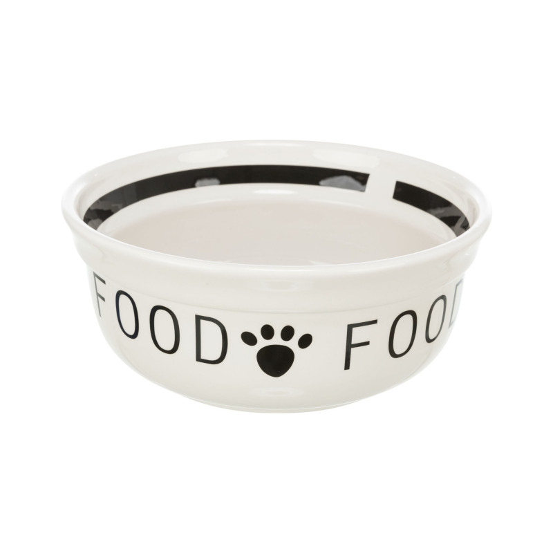 Food ceramic bowl Trixie for dog, white/black, 1.6 l/20 cm