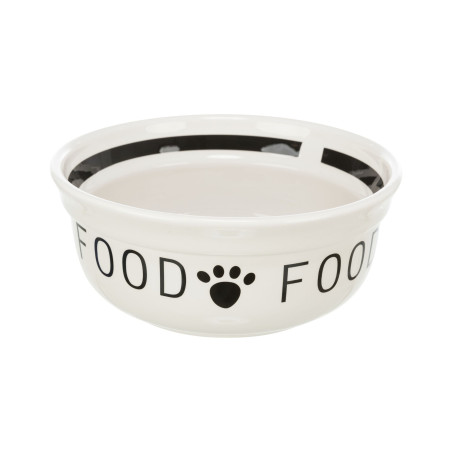 Food ceramic bowl Trixie for dog, white/black, 1.6 l/20 cm