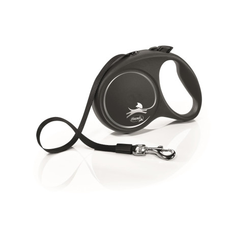 FLEXI Black Design retractable dog leash black-silver L 5m tape