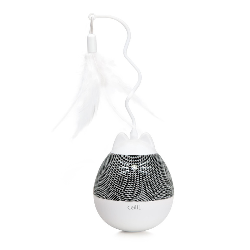 Feeding toy with feather Catit Pixie Spinner white grey