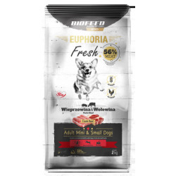 Dry Dog Food Biofeed EUPHORIA Fresh Meat Adult Pork Beef XS/S 2kg