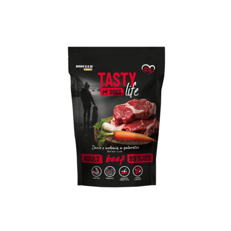 Karma mokra dla psa Biofeed Tasty Dog Life Wołowina 90% saszetka 500g