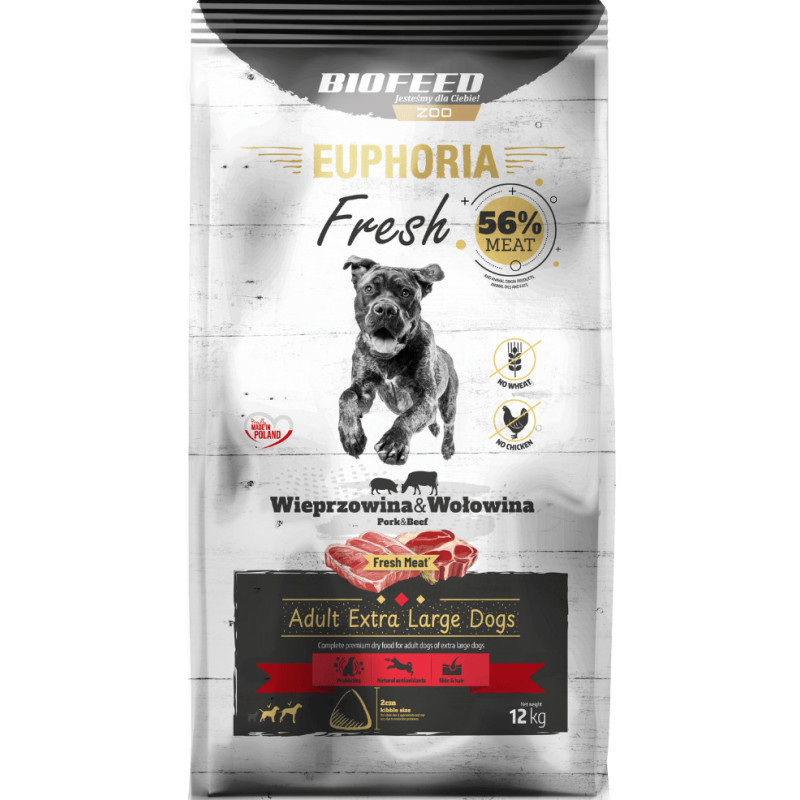 Karma sucha dla psa Biofeed EUPHORIA Fresh Meat Adult Wieprz/Wołow XL 12kg