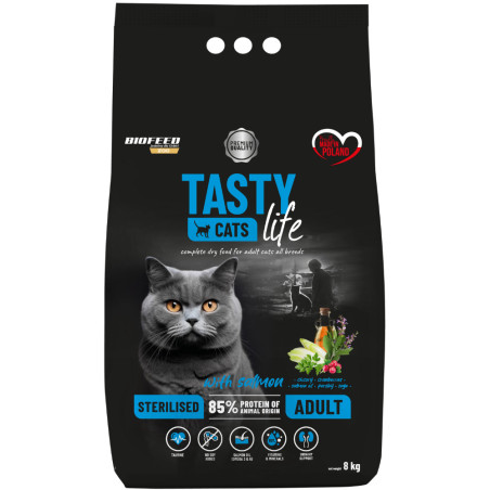 Karma sucha dla kota Biofeed Tasty Cats Life Sterilised with Salmon 8kg
