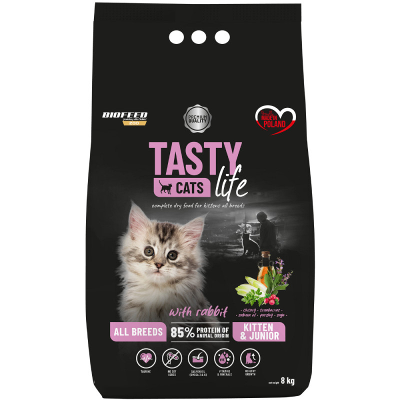 Dry cat food Biofeed Tasty Cats Life Kitten with Rabbit 8kg